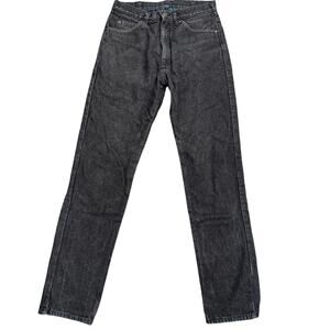 Vintage L.L. Bean Flannel Lined Black Denim Jeans Made in USA Black Watch 33x34